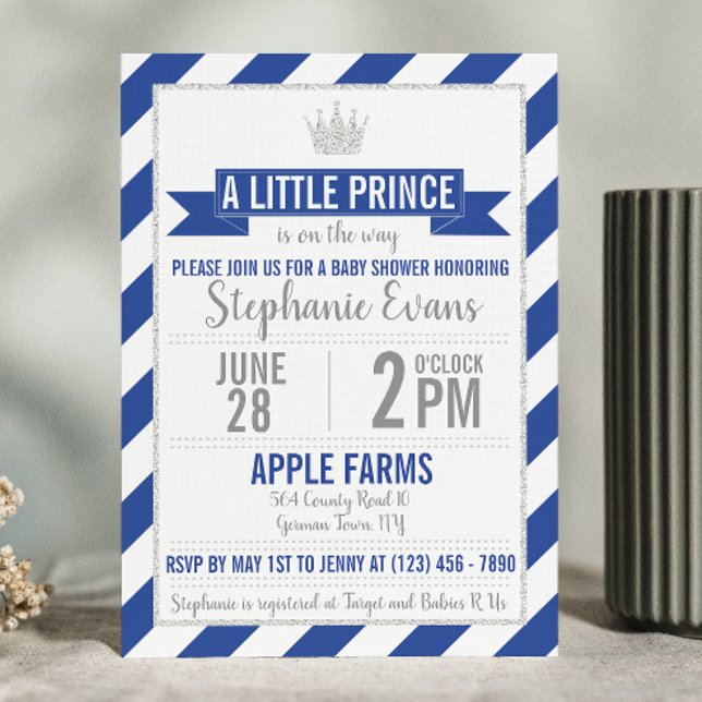 Inbjudan till royal Blue Little Prince Baby Shower (Skapare uppladdad)