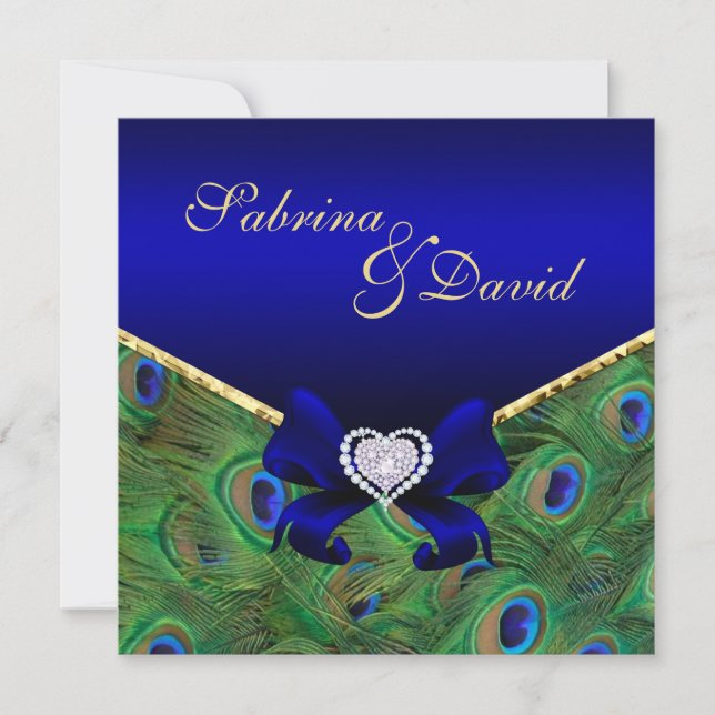 Inbjudan till Royal Blue Peacock Wedding (Framsida)