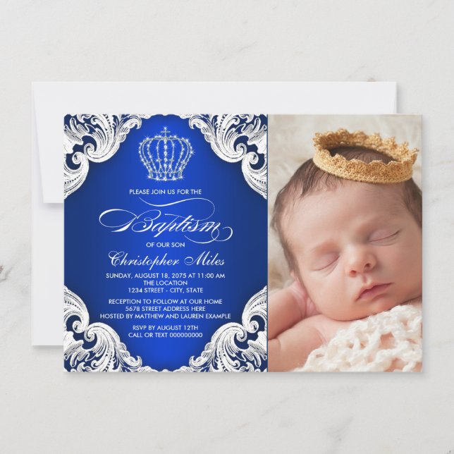 Inbjudan till Royal Blue Prince Baptism (Framsida)