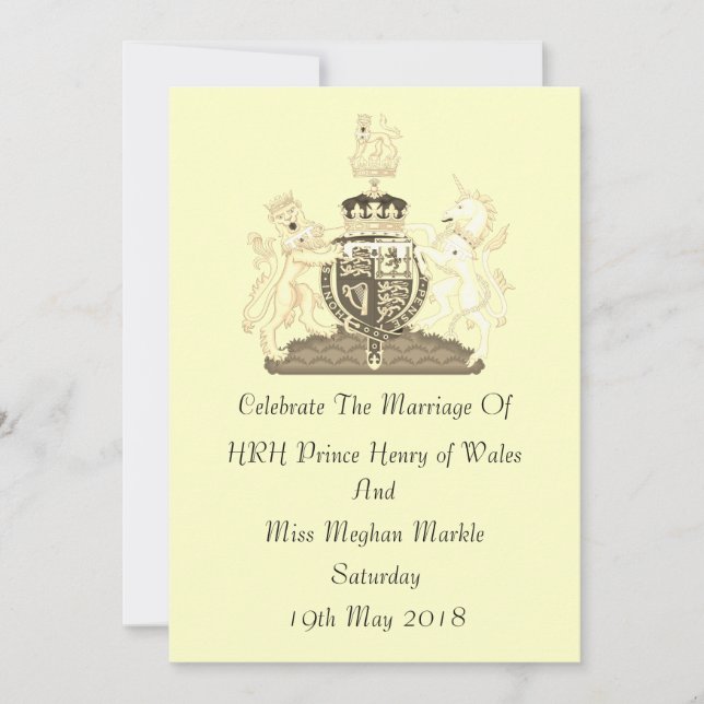 Inbjudan till royal Bröllop Harry och Meghan Anpas (Framsida)