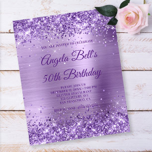 Inbjudan till Royal Lila Glittery Foil