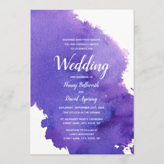 Inbjudan till royal Lila Watercolor Wedding