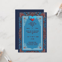 Inbjudan till royal Pixel Art Wedding