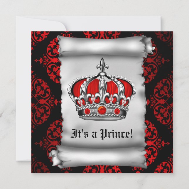 Inbjudan till Royal Red Prince Baby Shower (Framsida)