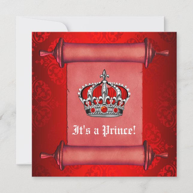 Inbjudan till Royal Red Prince Baby Shower (Framsida)