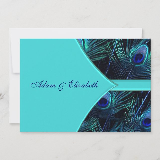 Inbjudan till Royal Teal Blue Peacock Wedding (Framsida)