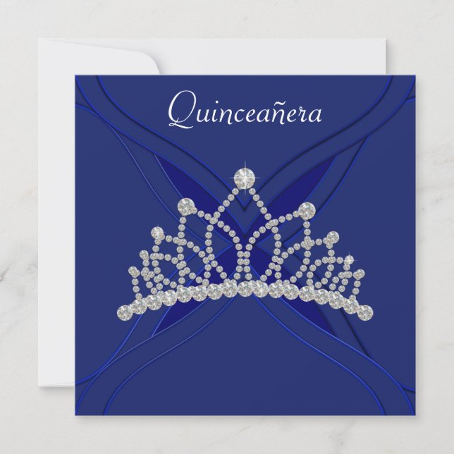 Inbjudan till royalet Blue and White Quinceanera (Framsida)