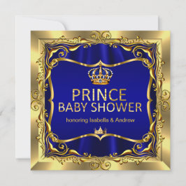 Inbjudan till royalet Prince Baby Shower Boy Blue 