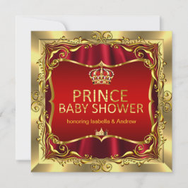 Inbjudan till royalet Prince Baby Shower Boy Red G