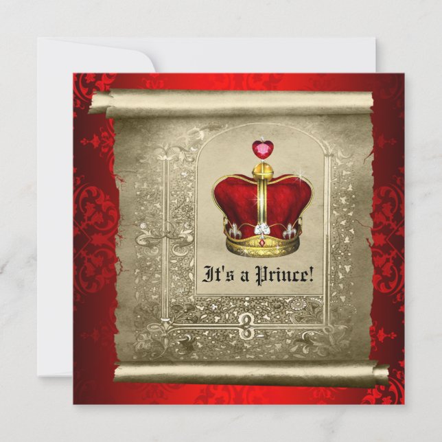 Inbjudan till Royalet Red Prince Baby Shower (Framsida)