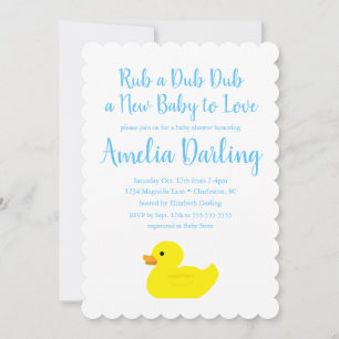 Inbjudan till Rubber Anka Baby Shower Scallop Kant