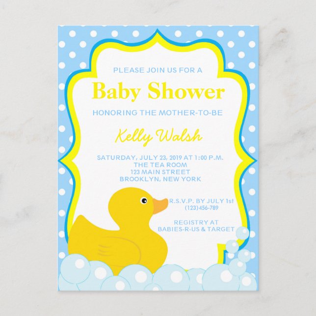 Inbjudan till Rubber Ducky Baby Shower (Framsida)