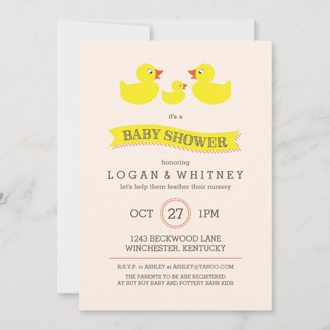 Inbjudan till Rubber Ducky Baby Shower (Framsida)