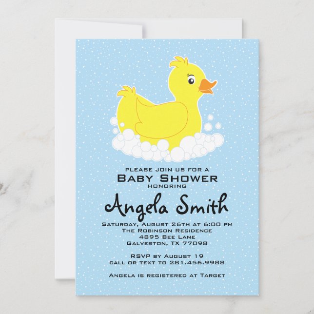 Inbjudan till Rubber Ducky Baby Shower (Framsida)