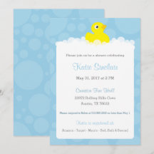 Inbjudan till Rubber Ducky Baby Shower - Blue
