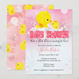 Inbjudan till Rubber Ducky Baby Shower Girl Duck
