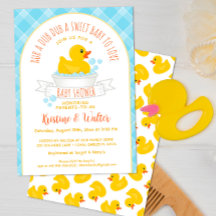 Inbjudan till Rubber Ducky Baby Shower | Gult Bath
