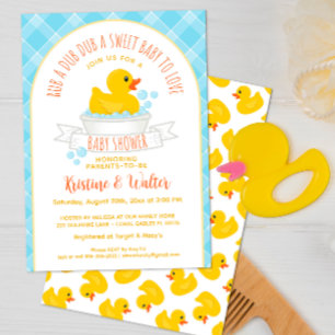 Inbjudan till Rubber Ducky Baby Shower Gult Bath