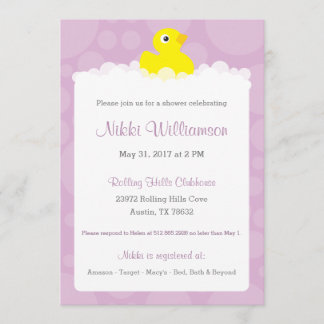 Inbjudan till Rubber Ducky Baby Shower - Lilac