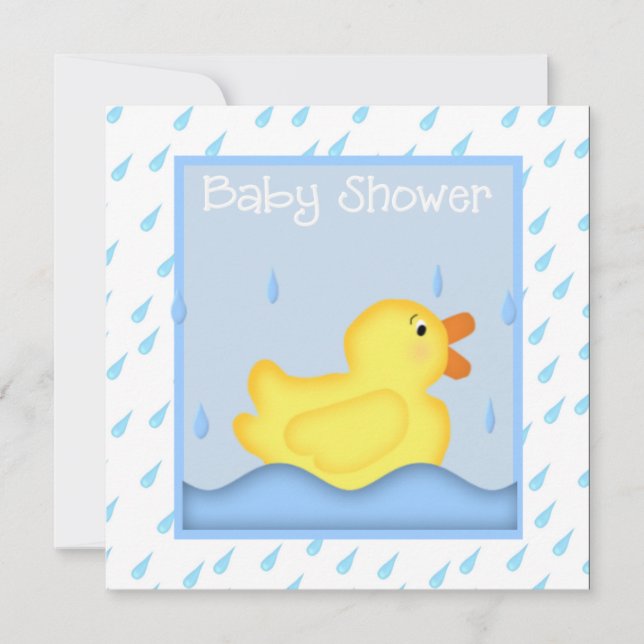 Inbjudan till Rubber Ducky Blue Baby Shower (Framsida)