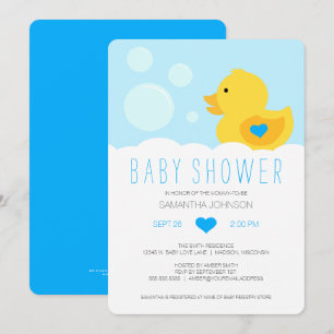 Inbjudan till Rubber Ducky Blue Boy Baby Shower