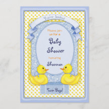 Inbjudan till Rubber Ducky Twin Boys Shower