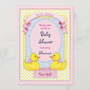 Inbjudan till Rubber Ducky Twin Girls Shower