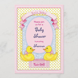 Inbjudan till Rubber Ducky Twin Girls Shower