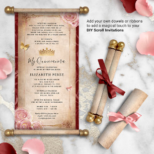 Inbjudan till Rullan DIY Ro Quinceanera Guld