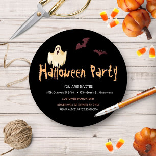 Inbjudan till rundan halloween fest Fladdermus och