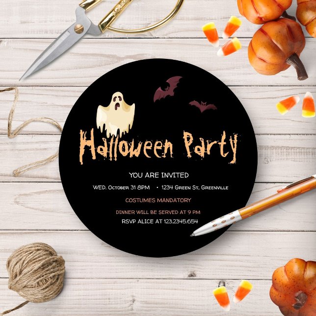 Inbjudan till rundan halloween fest Fladdermus och (Skapare uppladdad)