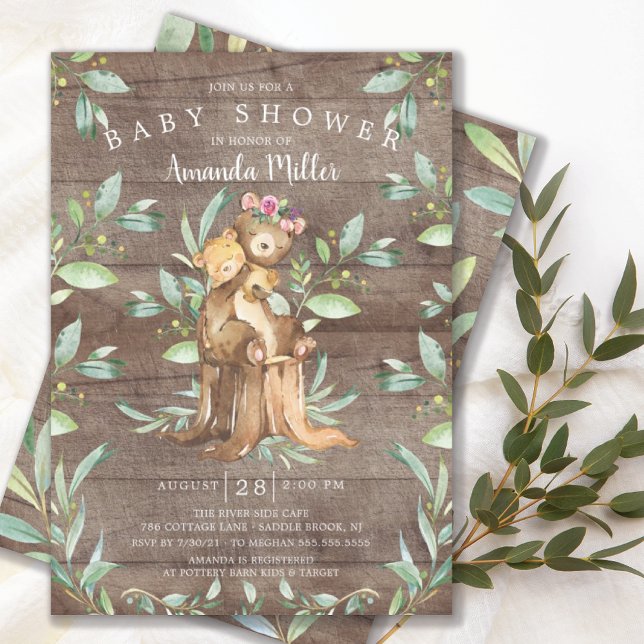 Inbjudan till Rustic Baby Bear och Mamma Baby Show (Skapare uppladdad)