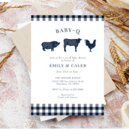 Inbjudan till Rustic Baby Q Blue Play Baby Shower