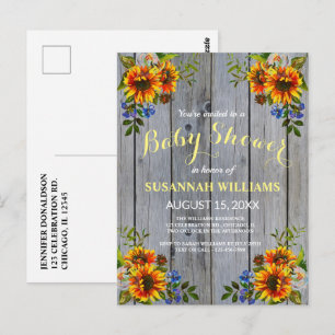 Inbjudan till Rustic Barnwood Solros Baby Shower