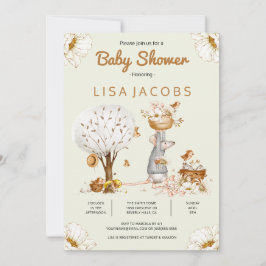 Inbjudan till Rustic Bird Mouse Land Baby Shower