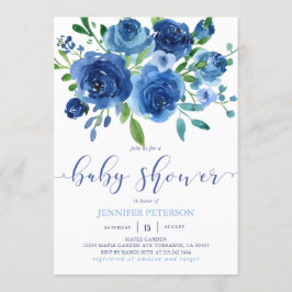 Inbjudan till Rustic Blåa blommor Baby Shower