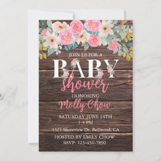 Inbjudan till Rustic Blommigt Baby Shower