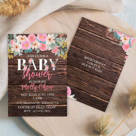 Inbjudan till Rustic Blommigt Baby Shower