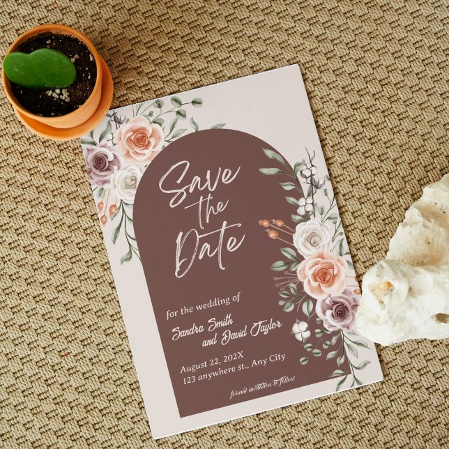 Inbjudan till Rustic Blommigt Bröllop spara datum (Rustic Floral Wedding Save the Date Invitation)