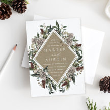 Inbjudan till Rustic Blommigt Fall Winter Wedding