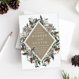 Inbjudan till Rustic Blommigt Fall Winter Wedding