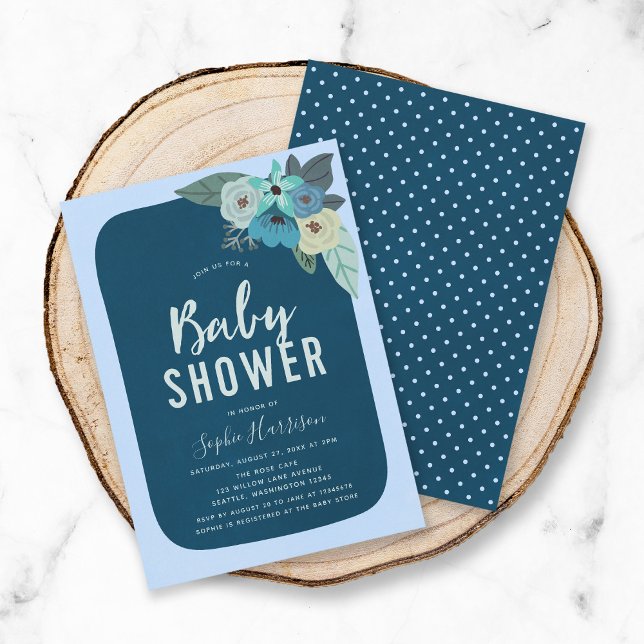 Inbjudan till Rustic Blue Blommigt Baby Shower (Skapare uppladdad)