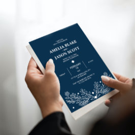 Inbjudan till Rustic Blue-bröllop med minimal Mörk