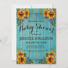 Inbjudan till Rustic Blue SunblommBaby Shower