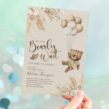 Inbjudan till Rustic Boho Nalle Baby Shower