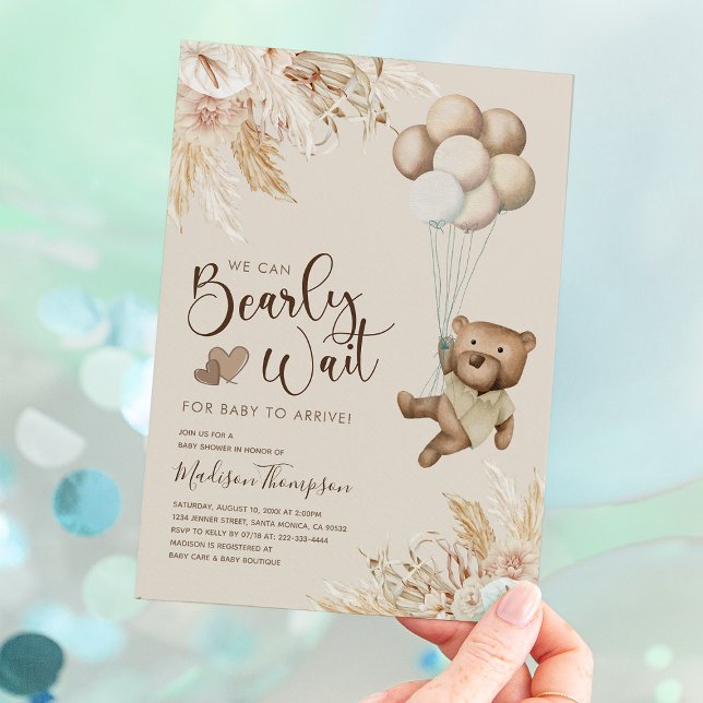 Inbjudan till Rustic Boho Nalle Baby Shower (Skapare uppladdad)