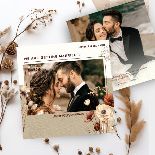 Inbjudan till Rustic Boho Photo Bröllop spara datu
