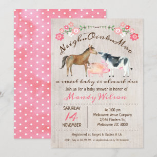 Inbjudan till Rustic Boskap Girls Baby Shower