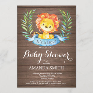 Inbjudan till Rustic Boy Lejon Baby Shower