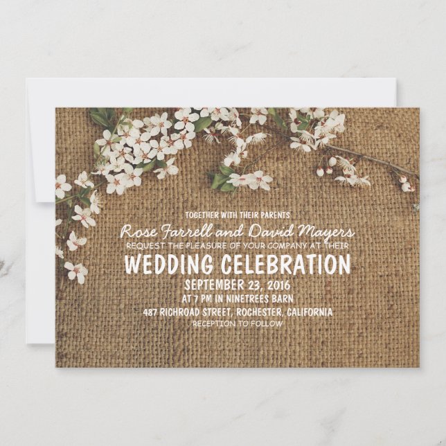 Inbjudan till Rustic Burlap Garden Wedding (Framsida)